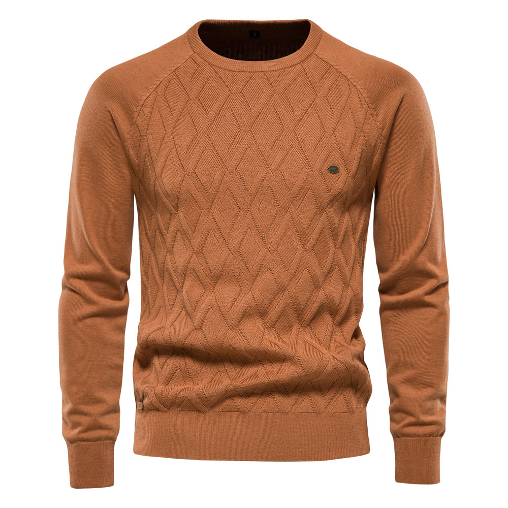 Herr Tröja Crew Neck i Högkvalitativ Bomull och Polyesterblandning – Klassisk Passform för Vardags och Fest 5