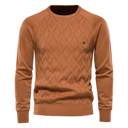 Herr Tröja Crew Neck i Högkvalitativ Bomull och Polyesterblandning – Klassisk Passform för Vardags och Fest 5