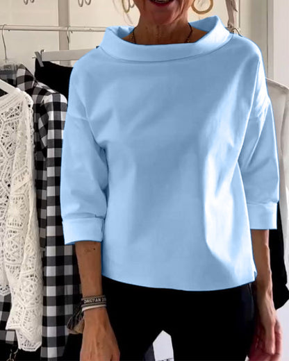 Dam Blus Hög Krage Andningsbart Tyg Mångsidig Design-6