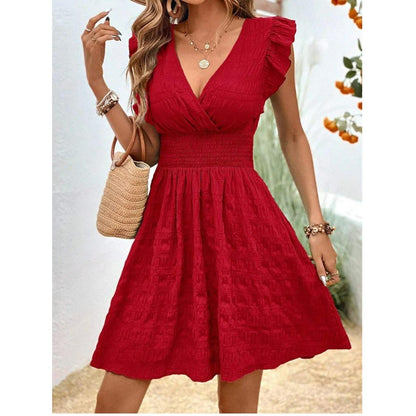 Variant image for Kvinnors V-ringad Klänning Med Ruffles Andningsbart Material-1