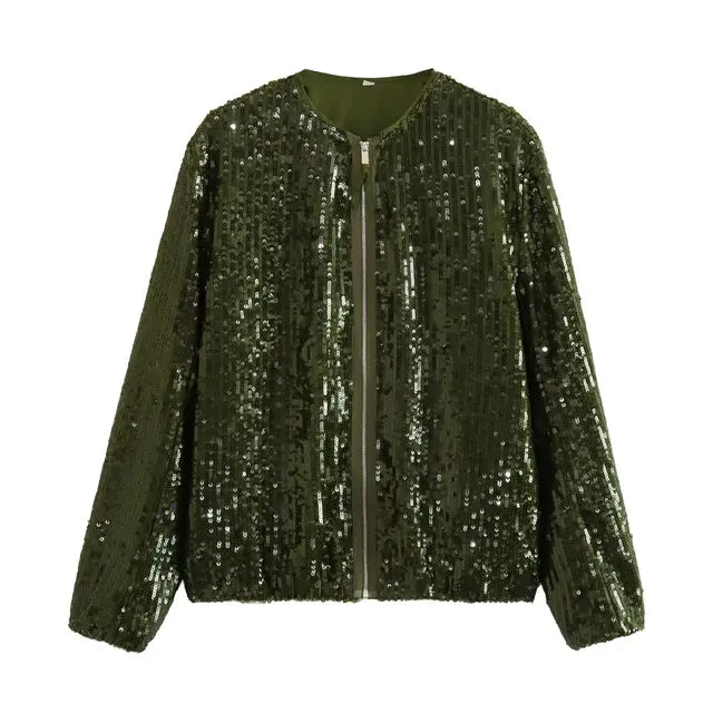 Damjacka Urban Stil i Skimrande Polyester – Trendig Jacka för Vardags och Fest, Normal Passform, S-XL 8
