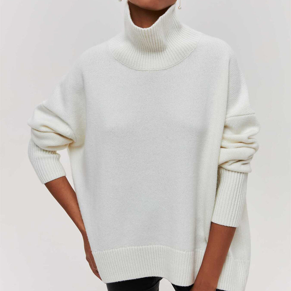 Kvinnors Halvturtleneck Tröja Av Mjukt Stickat Material-5