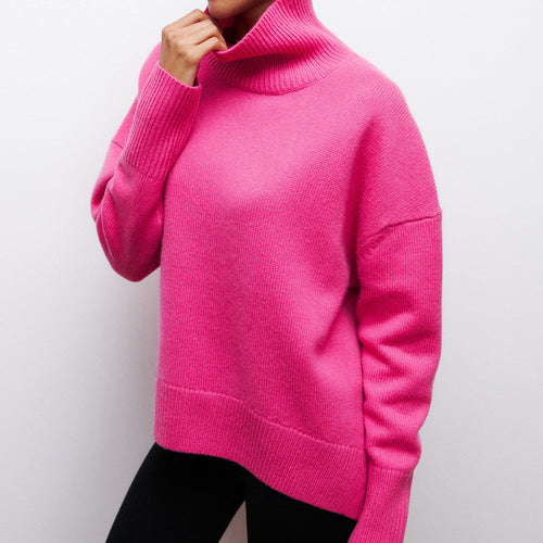 Kvinnors Halvturtleneck Tröja Av Mjukt Stickat Material-1