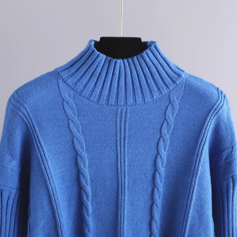 Dam Tvådelad Uppsättning Turtleneck Stickad Mjuk Tyg-2