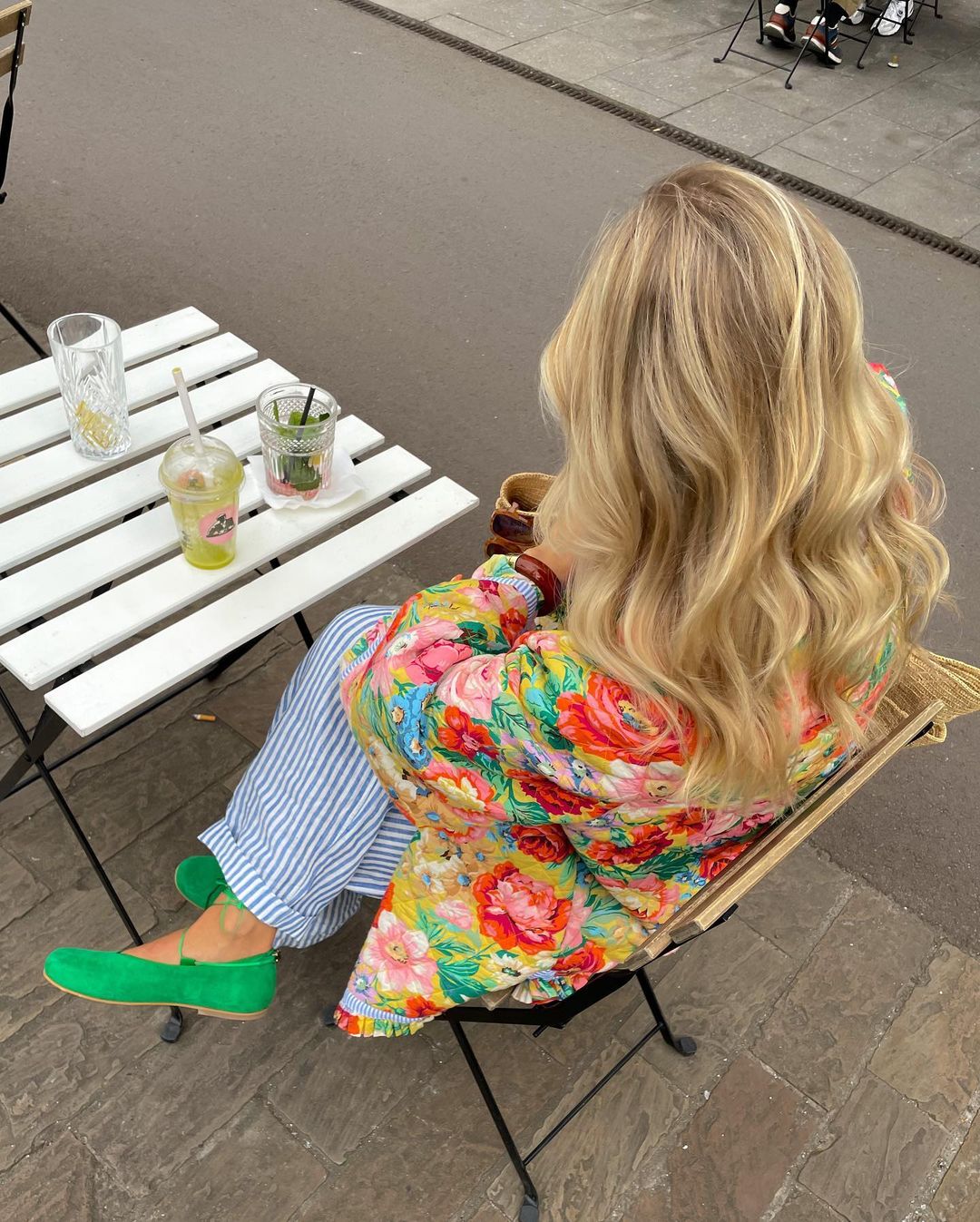 Damjacka Lång Parkajacka Blommönster Polyester och Bomull-4