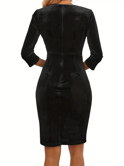 Kvinnors Miniklänning Lång Ärmar Velour 3