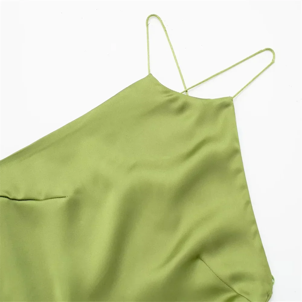 Damklänning Öppen Rygg Siden Satin Elegant För Sommarens Festligheter-5