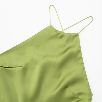 Damklänning Öppen Rygg Siden Satin Elegant För Sommarens Festligheter-5