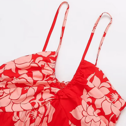 Damklänning Lång Veckad Öppen Rygg Hög Midja Polyester-5