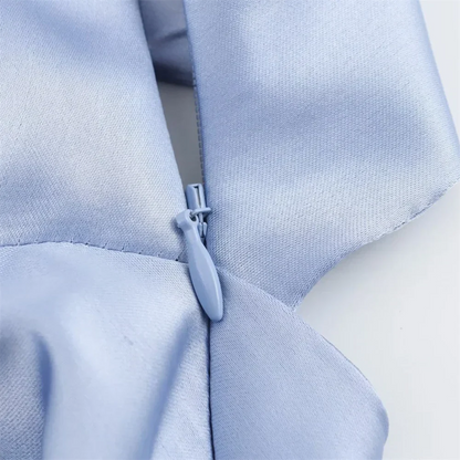 Dam Klänning Lång Slim Fit Siden Satin V-Hals Elegant 5