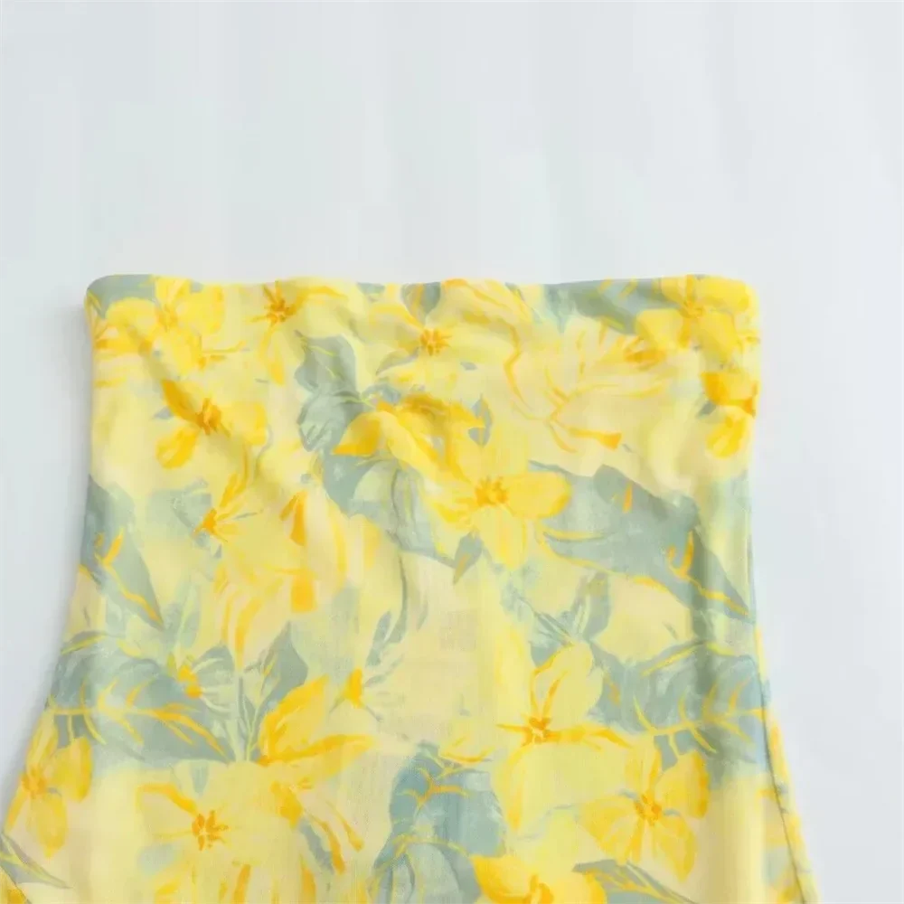 Dam Klänning Lång Slim Fit Tryckt Siden Elegant för Sommarens Evenemang-3