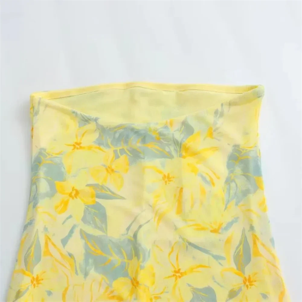 Dam Klänning Lång Slim Fit Tryckt Siden Elegant för Sommarens Evenemang-2