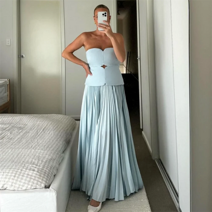 Dam Festtopp Ribbad Polyester för Sommar 3