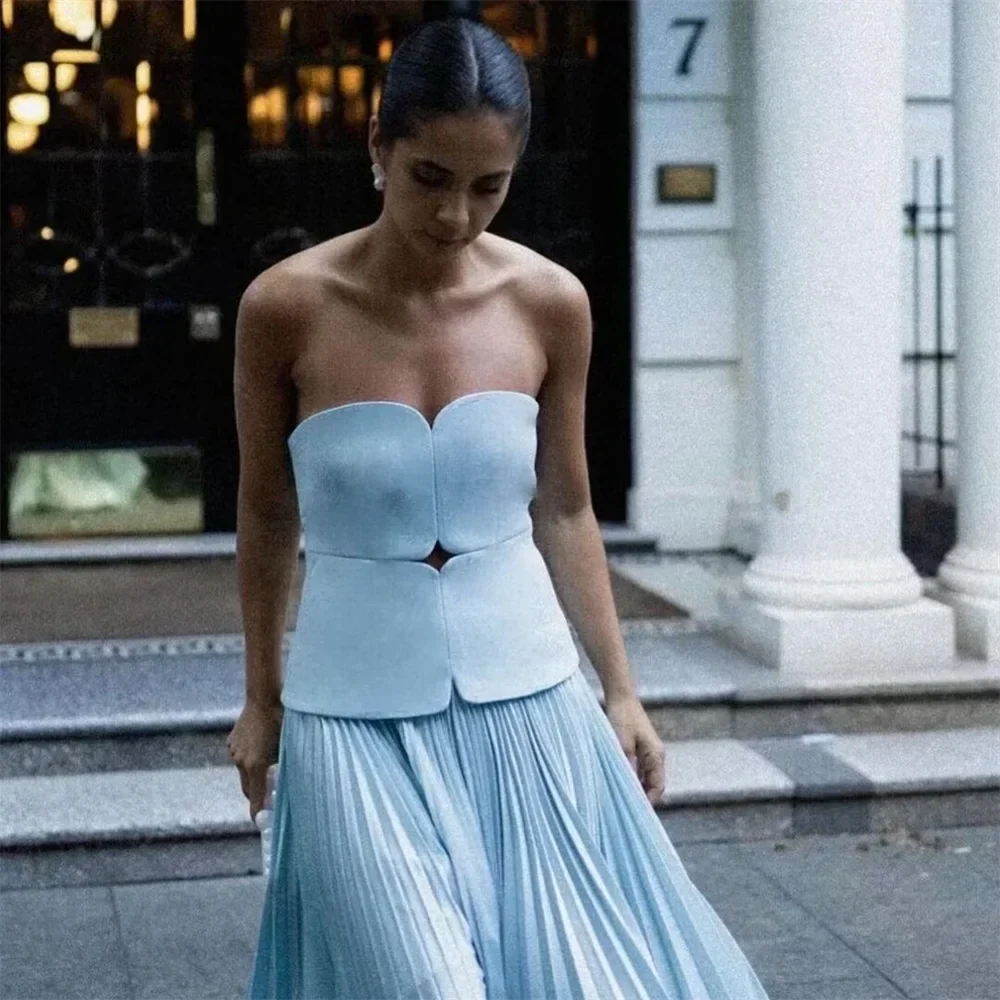 Dam Festtopp Ribbad Polyester för Sommar 5