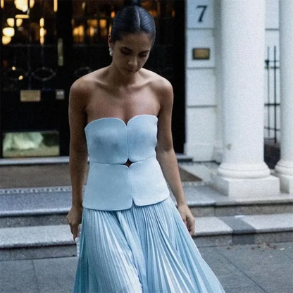 Dam Festtopp Ribbad Polyester för Sommar 5