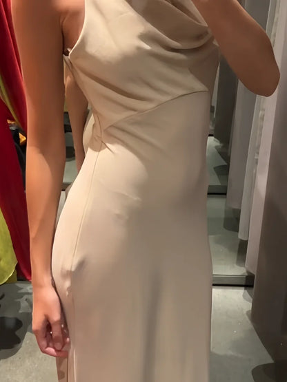 Damklänning Gyllene Detaljer Smal Passform Polyester-4