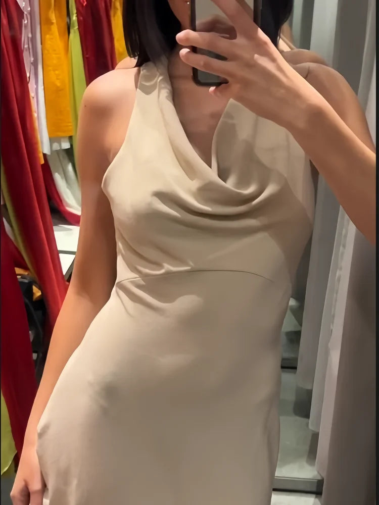 Damklänning Gyllene Detaljer Smal Passform Polyester-3