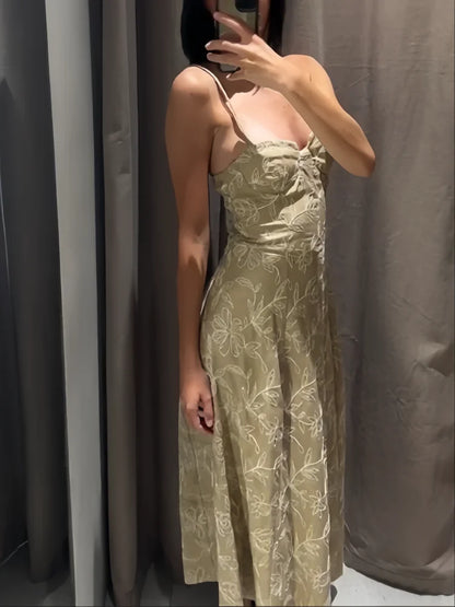 Dam Klänning Slim Fit Blommönster Polyester 3