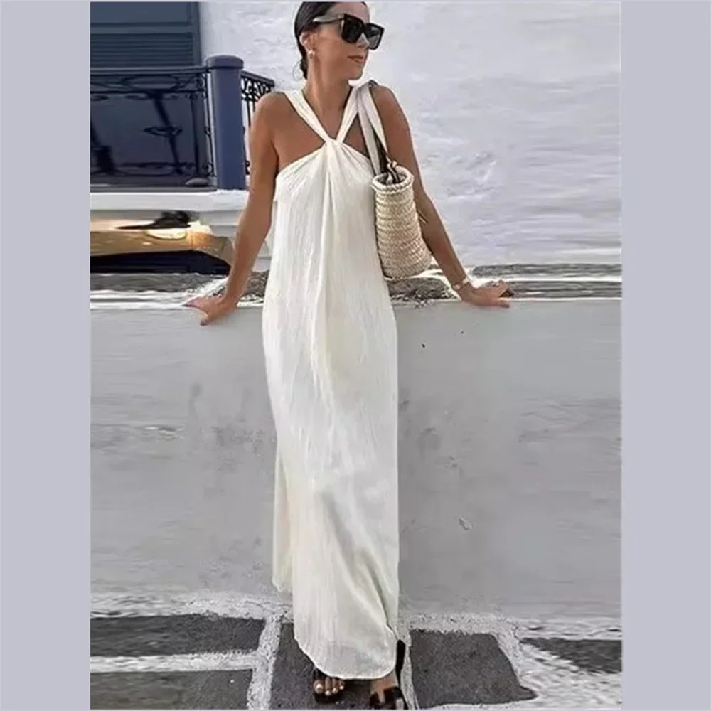 Dam Ärmlös Klänning Snäv Polyester-6