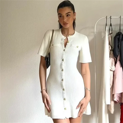 Dam Klänning T-shirt Slim Fit 100% Bomull Korta Ärmar-6