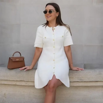 Dam Klänning T-shirt Slim Fit 100% Bomull Korta Ärmar-4