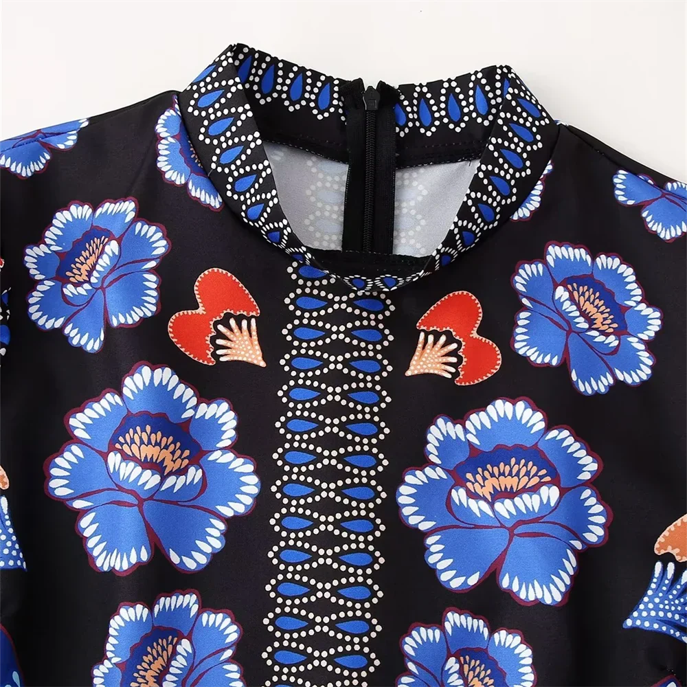 Dam Topp Långa Ärmar Cirkulär Halsringning Tryckt Bomull-2