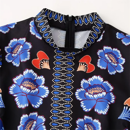 Dam Topp Långa Ärmar Cirkulär Halsringning Tryckt Bomull-2