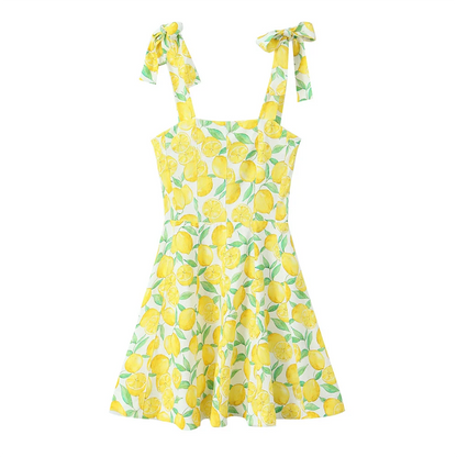 Fina Dam Klänningar Mini Slim Fit med Citrontryck 100% Polyester 4