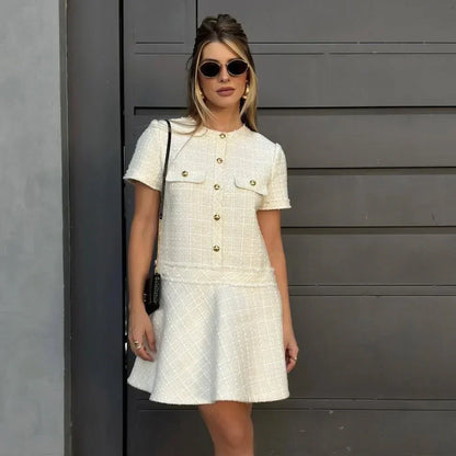 Fina Dam Klänningar Slim Fit Rund Hals Polyester-5