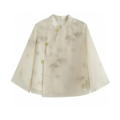 Tvådelat Set Dam Sommartryck Polyester Topp och Byxor 2