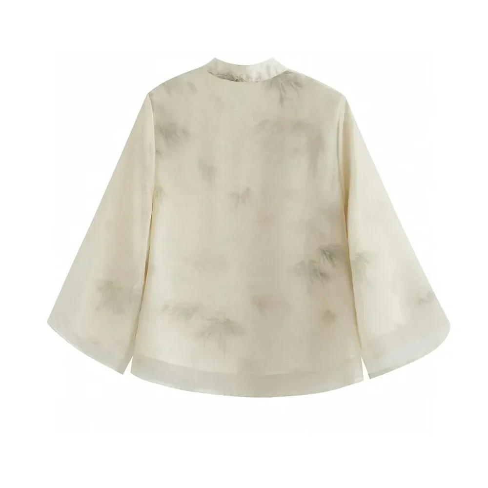 Tvådelat Set Dam Sommartryck Polyester Topp och Byxor 3