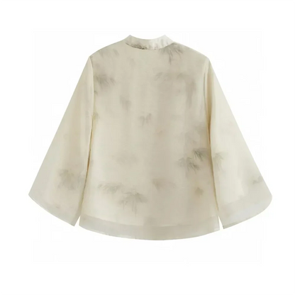 Tvådelat Set Dam Sommartryck Polyester Topp och Byxor 3