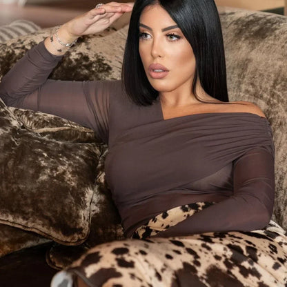 Dam Festtoppar Löst Passform Djurmönster Polyester-2