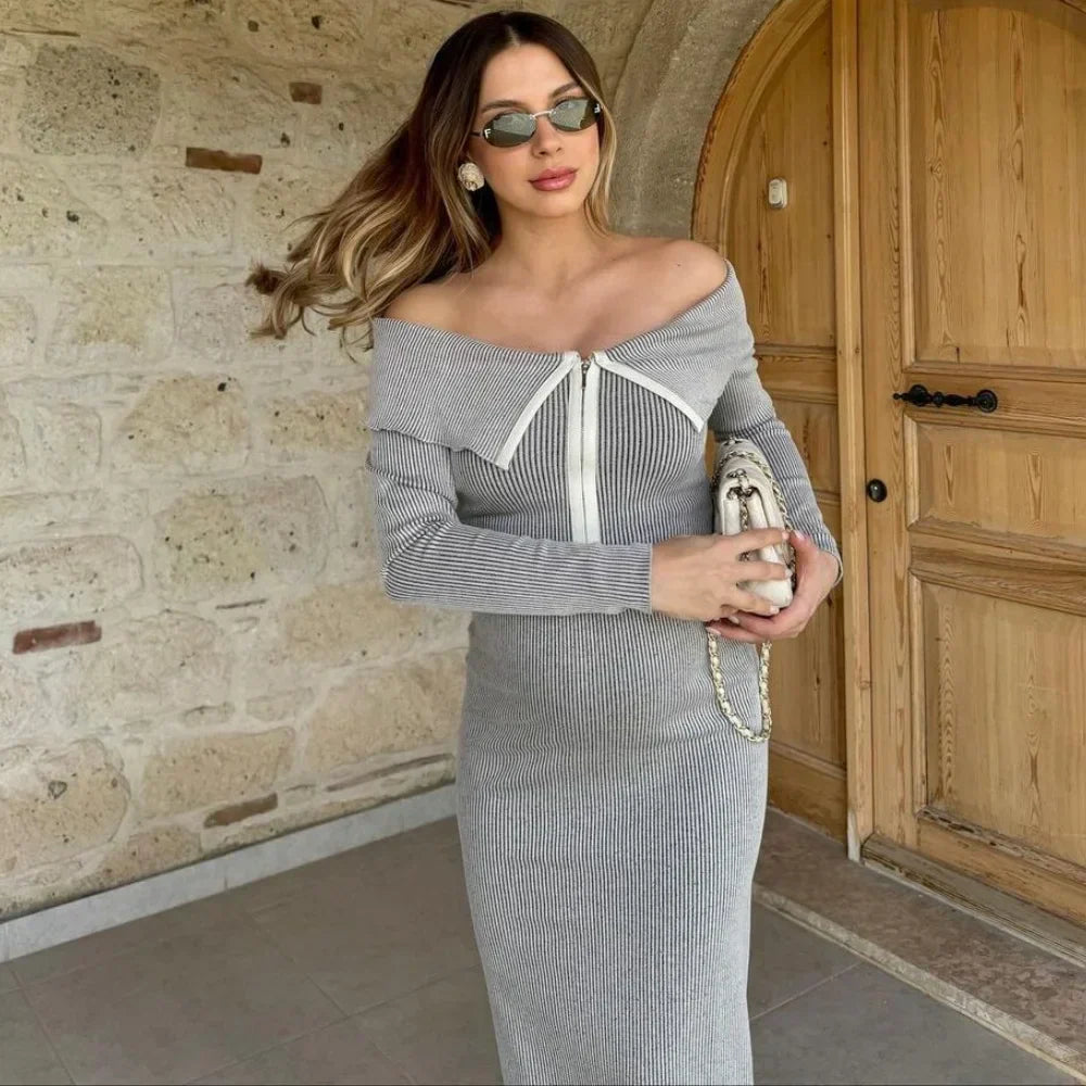 Dam One Shoulder Top och Midirock Ribbad Polyester för Sommarkläder-2