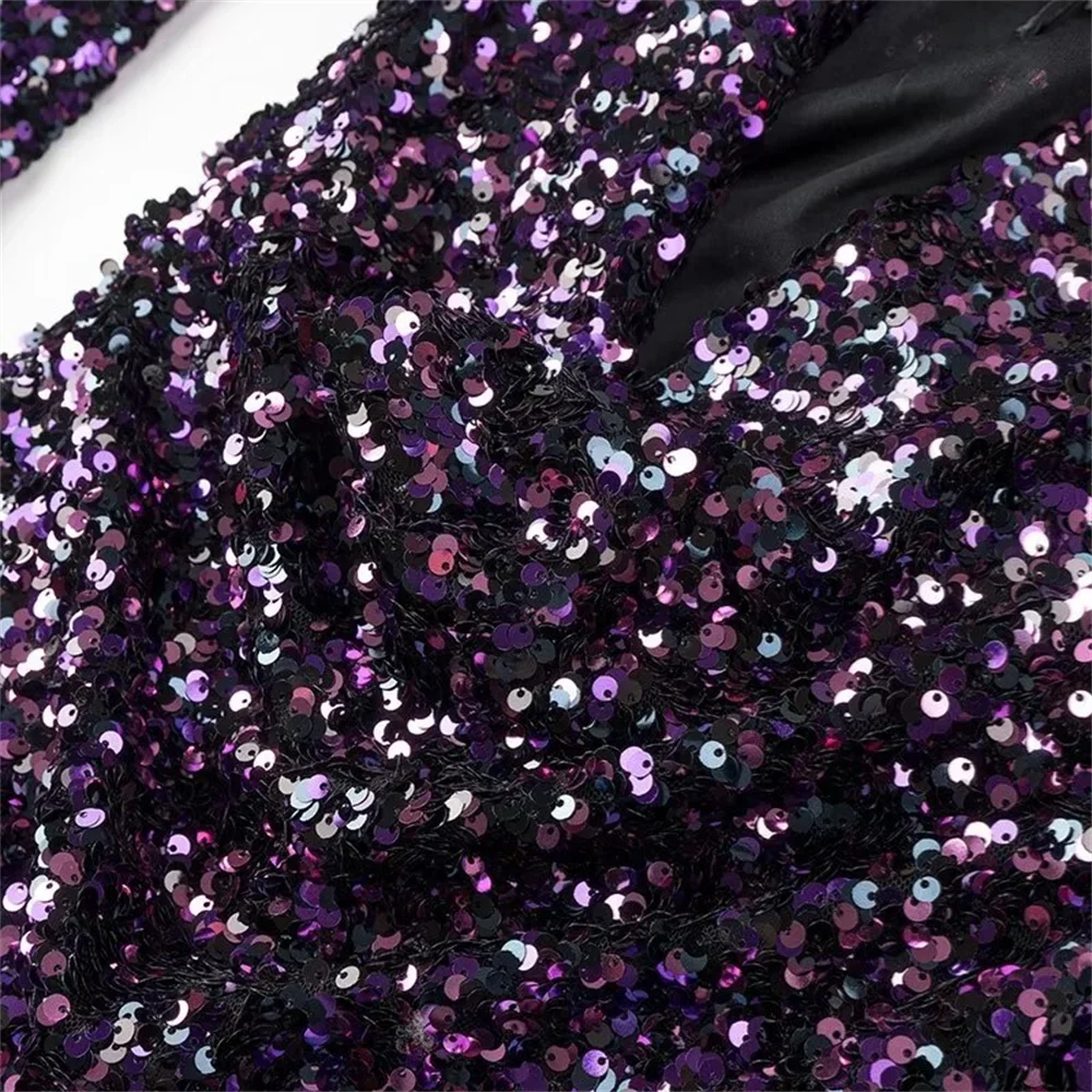 Fina Dam Klänningar Öppen Rygg med Paljetter Polyester för Sommarens Festligheter-4