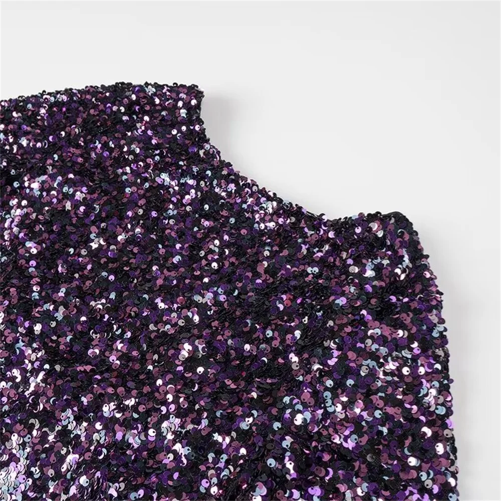 Fina Dam Klänningar Öppen Rygg med Paljetter Polyester för Sommarens Festligheter-3