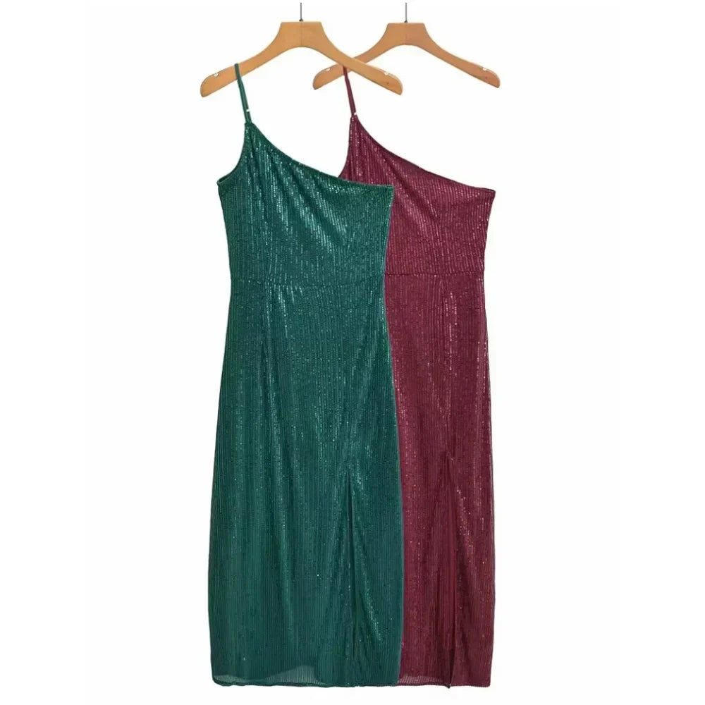 Glitter Paljett Topp för Dam – Elegant Axelbandsdesign i Polyester för Festtoppar och Sommarens Evenemang 5