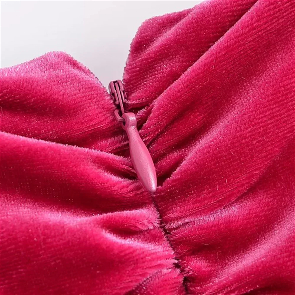 Fina Dam Klänningar Veckad Sammet Smal Passform-5