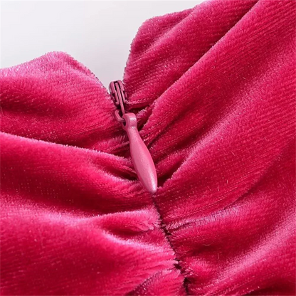 Fina Dam Klänningar Veckad Sammet Smal Passform-5