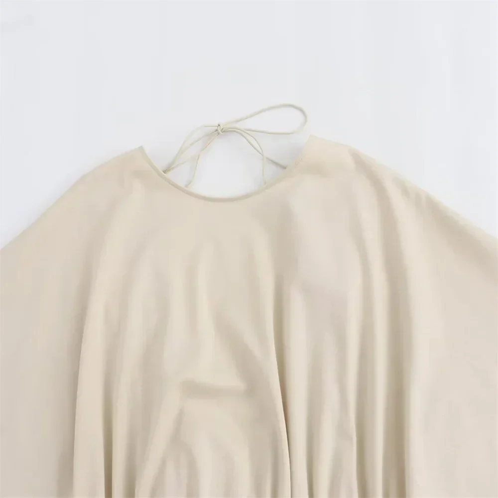 Dam T Shirt Slim Fit V-ringning Broderad 100% Bomull 3