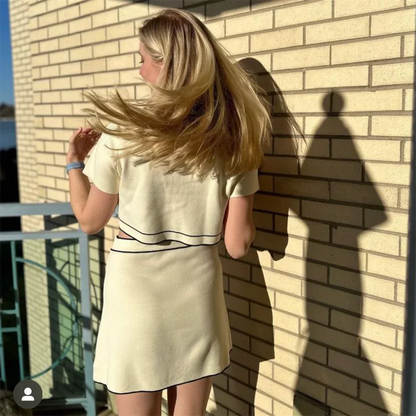 Dam Cardigan och Mini Kjol Lätt Bomull för Sommar-5