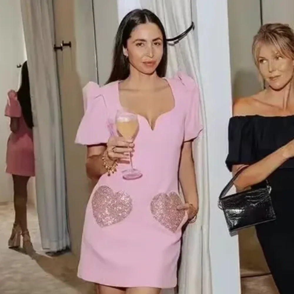 Kvinna Kort Blus V-ringning Paljetter Polyester-3