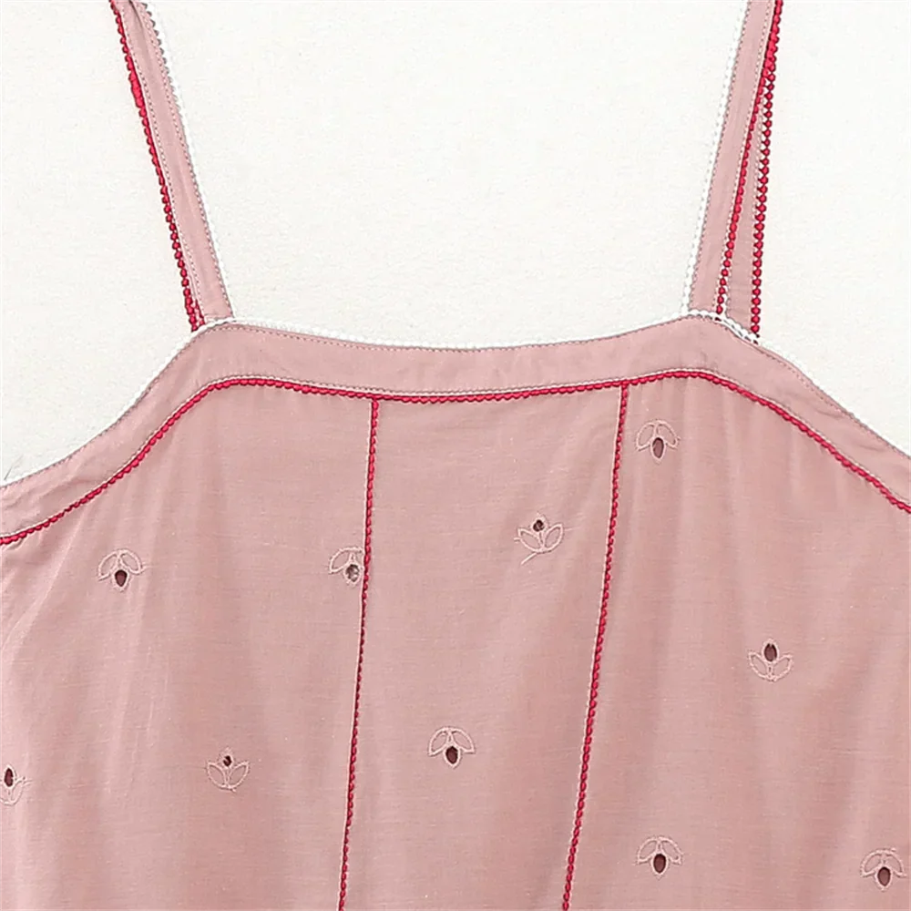 Dam Blus Avslappnad Polyester Med Broderade Detaljer-3