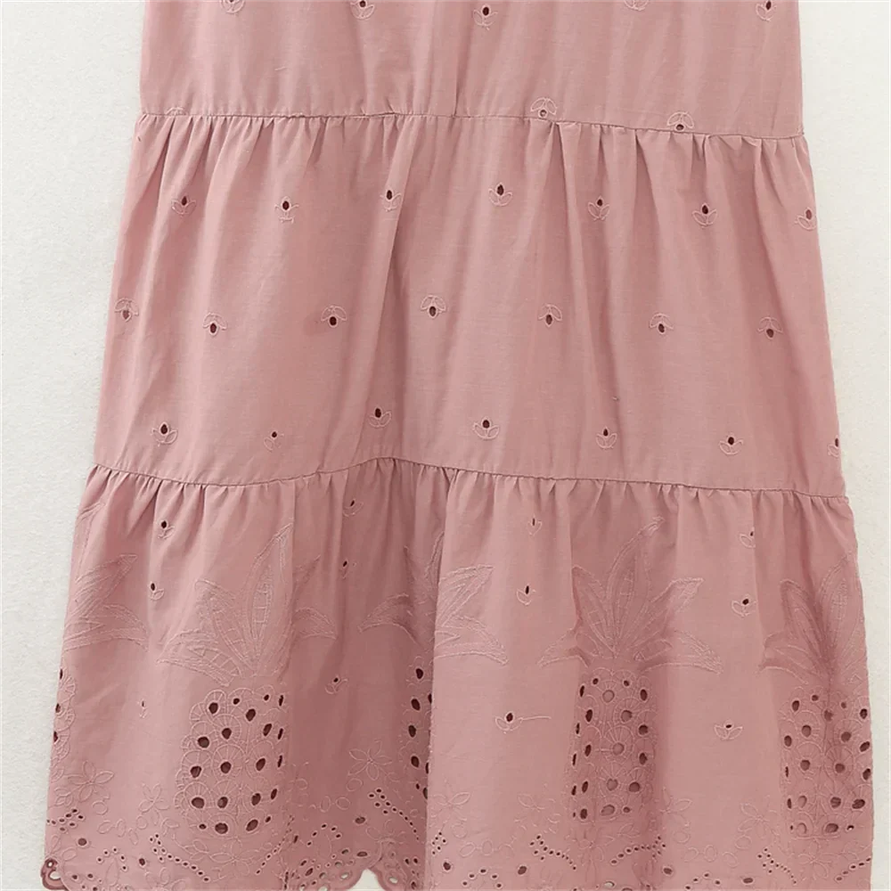 Dam Blus Avslappnad Polyester Med Broderade Detaljer-4