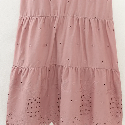 Dam Blus Avslappnad Polyester Med Broderade Detaljer-4