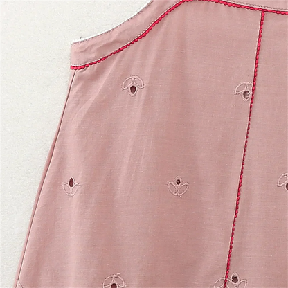 Dam Blus Avslappnad Polyester Med Broderade Detaljer-5