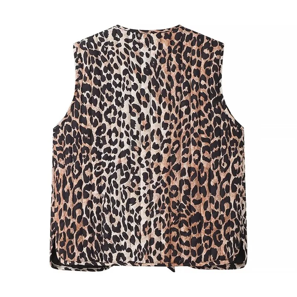 Dam Festtoppar Lösa Leopardtryck Polyester-5