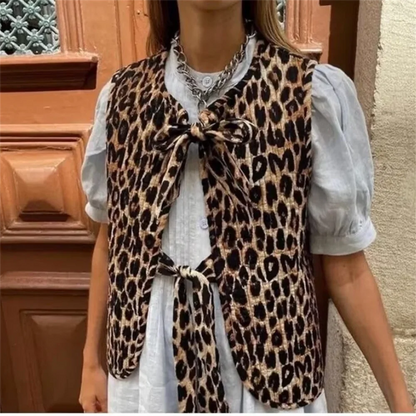 Dam Festtoppar Lösa Leopardtryck Polyester-4