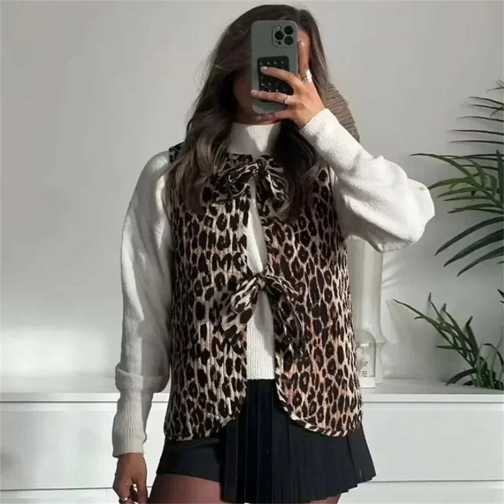 Dam Festtoppar Lösa Leopardtryck Polyester-2