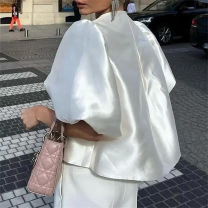 Dam Topp Festtoppar Bubbelhylsor Satin Lätt 3
